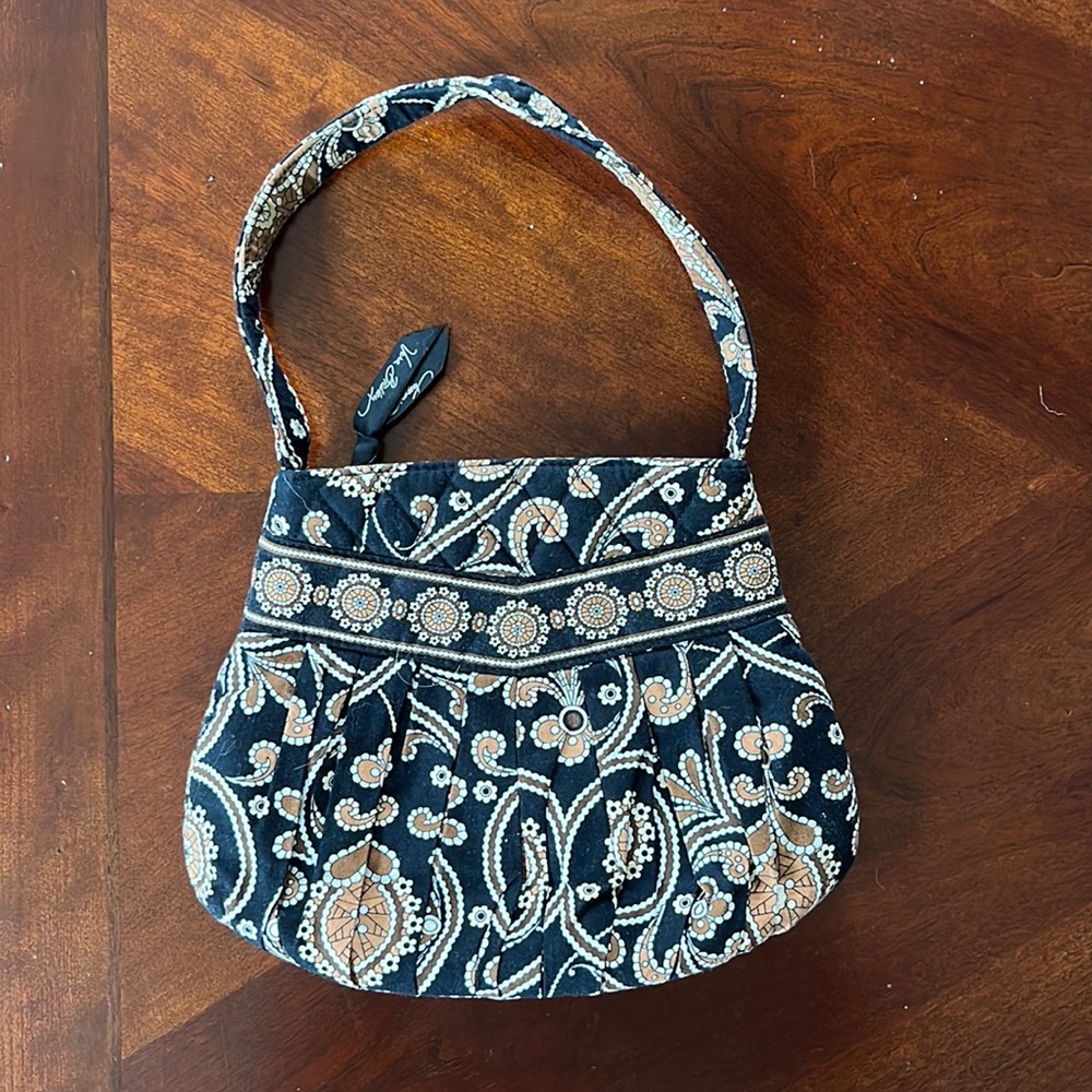 Vera Bradley Purse Handbag Small Zipper Handles Black Brown Tan Designs